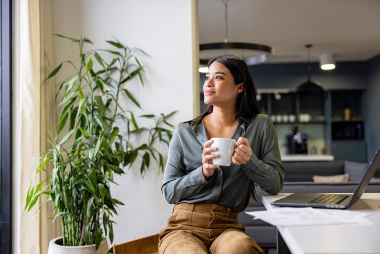 Woman drinking coffee