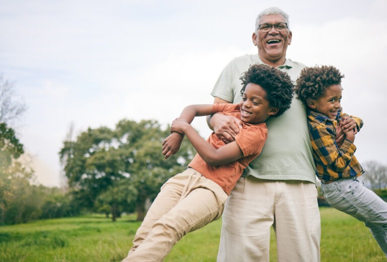 Grandfather and grandchildren