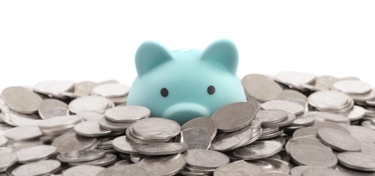 Piggy bank on space for text. saving money, crisis. Business or Retirement Savings